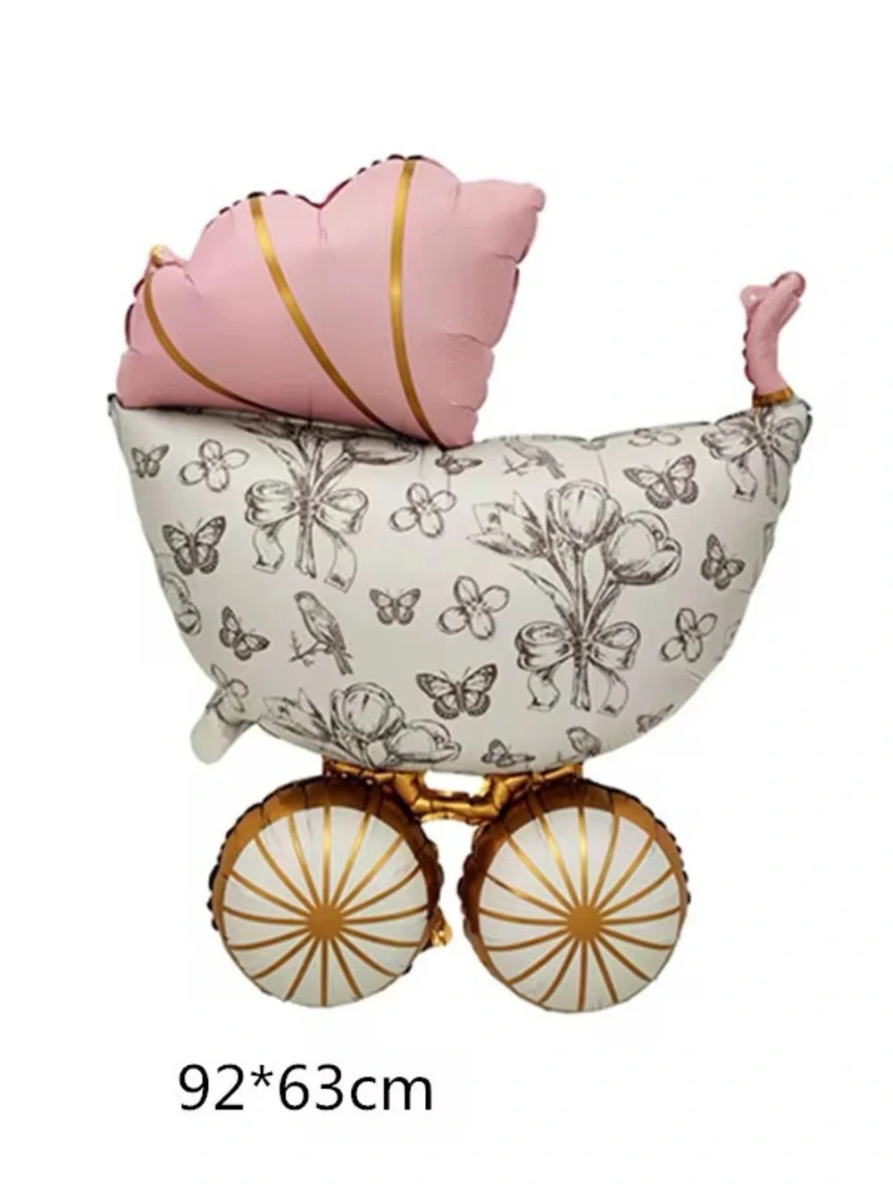 Baby Shower Balloon Bouquet - Pink & White Carriage 5Set 36“